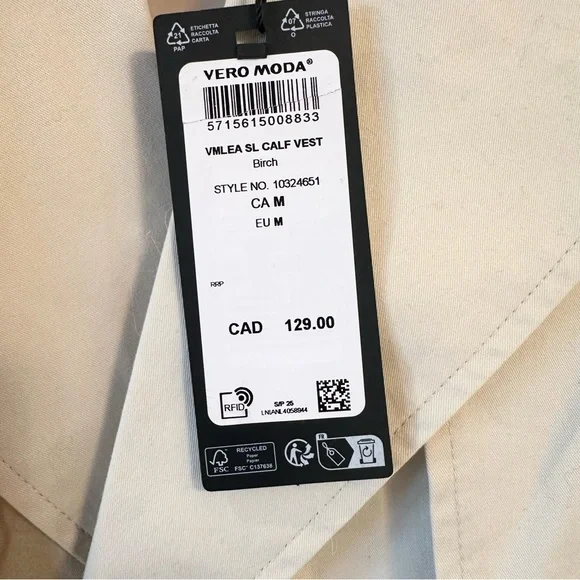 Vero Moda Sleeveless Trench Coat Vest Cream
Beige Size M NWT - Picture 10 of 15